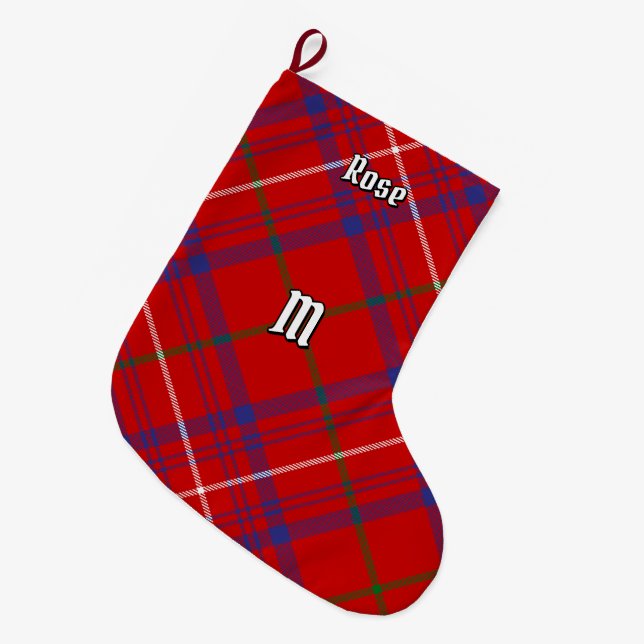 Meia De Natal Grande Clan Rosa Tartan (Frente (Pendurada))