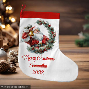 Meia De Natal Grande Clássico Chic Natal Papai Noel Tendência Editável