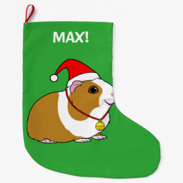 Meia De Natal Grande Cobaia no papai noel chapéu e arco