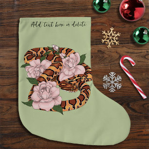 Meia De Natal Grande Cobra cor-de-rosa-milho verde