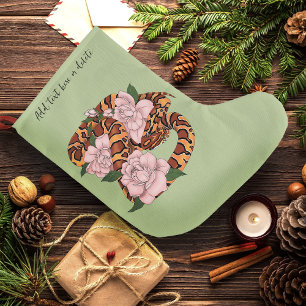 Meia De Natal Grande Cobra cor-de-rosa-milho verde