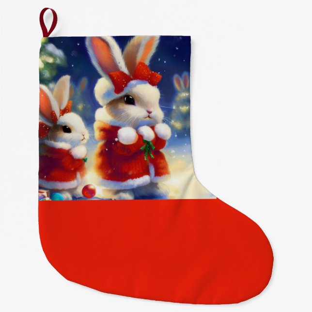 Meia De Natal Grande Coelho Natal 3 (Frente)