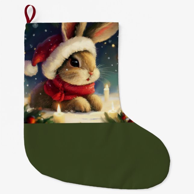 Meia De Natal Grande Coelho Natal 4 (Frente)