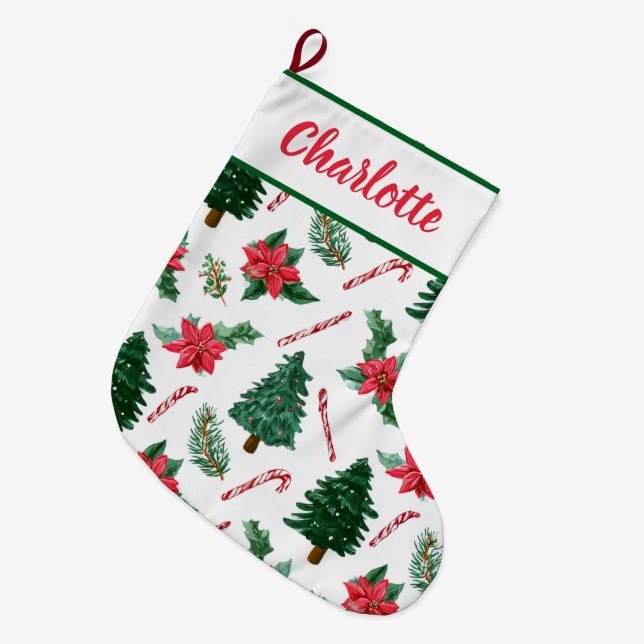 Meia De Natal Grande Colorful Holiday Pattern | Christmas Stocking (Frente (Pendurada))