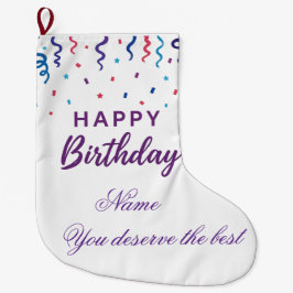 Meia De Natal Grande Colorida Confetti Happy Birthday