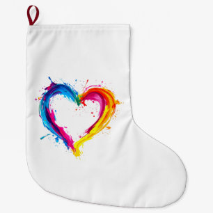 Meia De Natal Grande Coração Colorido Amor Dia dos Namorados