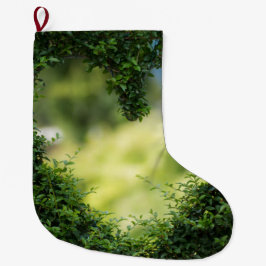 Meia De Natal Grande Coração Tópico Verde