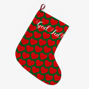 Meia De Natal Grande Coração Vermelho do Natal sueco personalizado