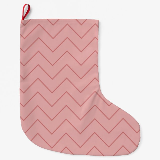 Meia De Natal Grande Coral Pink Chevron (Frente)