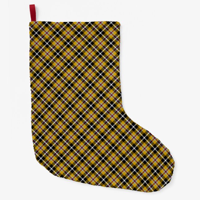 Meia De Natal Grande Cornish National Tartan Yellow and Black Xadrez (Frente)