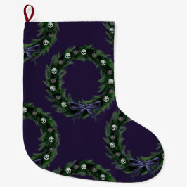 Meia De Natal Grande Coroa de Caveira