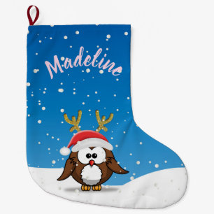 Meia De Natal Grande Coruja de Papais noeis