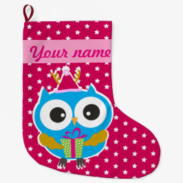 Meia De Natal Grande Coruja do Natal