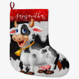 Meia De Natal Grande Cow Black White Christmas Stocks