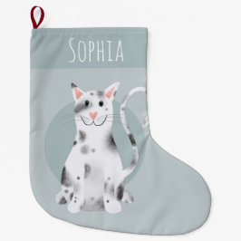 Meia De Natal Grande Crianças de Cartoons de Gato Brancos e Pretos Bran