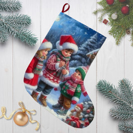 Meia De Natal Grande Crianças de Natal alegres