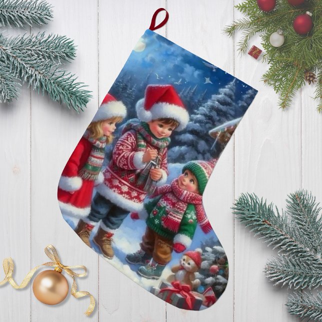 Meia De Natal Grande Crianças de Natal alegres (Criador carregado)