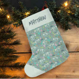 Meia De Natal Grande Crianças Meninos Fósseis Dinossauros Jurássicos Cu