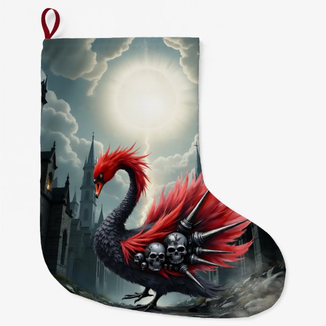 Meia De Natal Grande Crimson Cathedral Swan. (Frente)