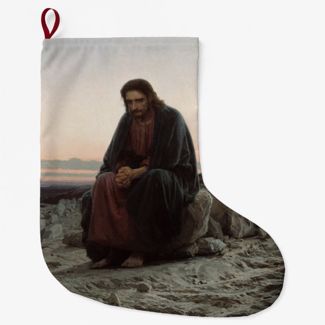 Meia De Natal Grande Cristo na Natureza Selvagem (por Ivan Kramskoi) (Frente)