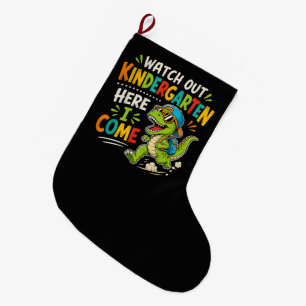 Meia De Natal Grande Cuidado Jardim de Infância Aqui Vou Eu Dino