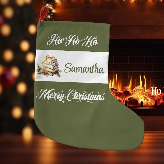 Meia De Natal Grande Custom Name Scandinavian Christmas Stocking (Custom Name Scandinavian Christmas Stocking)