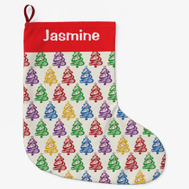 Meia De Natal Grande Customisable Minimal Colourful Christmas Tree