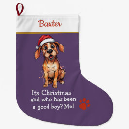 Meia De Natal Grande Cute Dog Christmas Stocking – with funny text