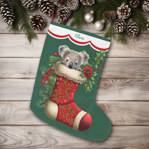 Meia De Natal Grande Cute Koala Bear Peeking