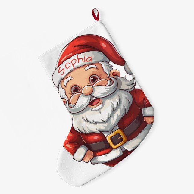 Meia De Natal Grande Cute Santa Claus (Verso (Pendurada))