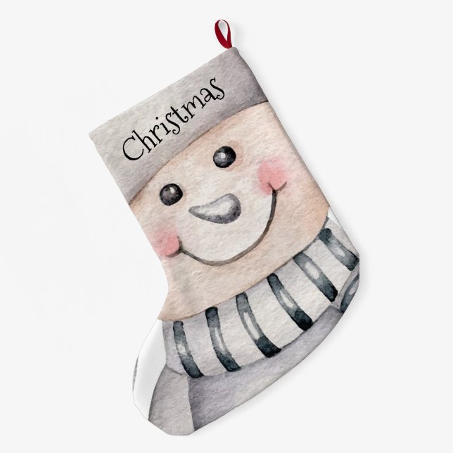 Meia De Natal Grande Cute Snowmen (Verso (Pendurada))