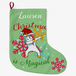 Meia De Natal Grande Dabbing de Unicórnio de Natal Mágico