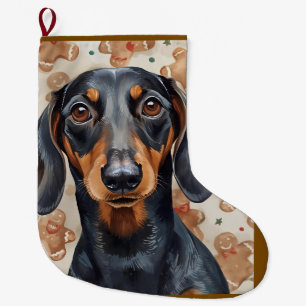 Meia De Natal Grande Dachshund cachorro natal