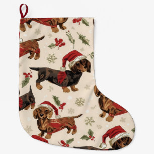 Meia De Natal Grande Dachshund cachorro natal