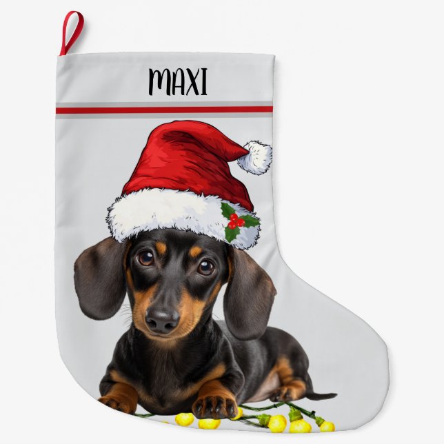 Meia De Natal Grande Dachshund Dog Custom Pet (Frente)