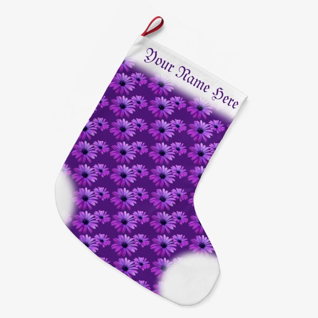 Meia De Natal Grande Daisy Stoking Christmas Daisies Stocks Custom (Frente (Pendurada))