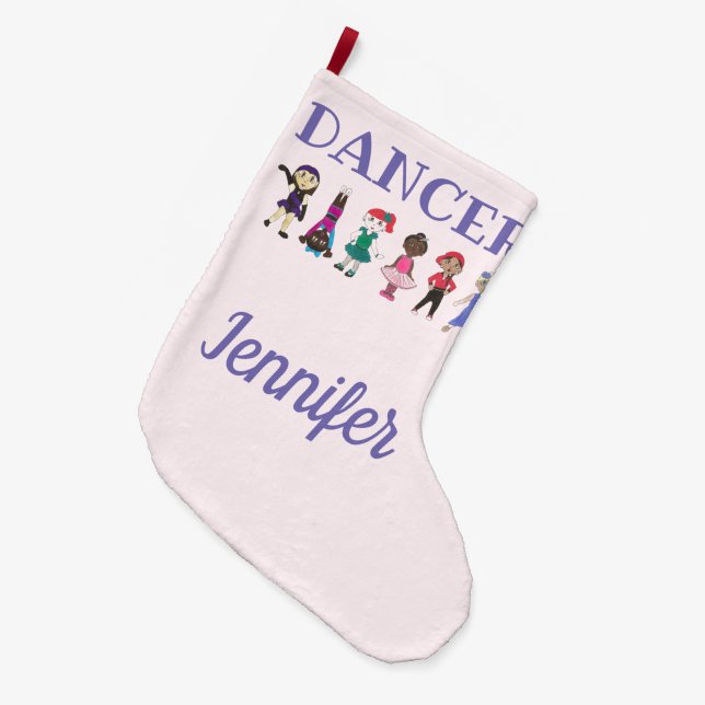 Meia De Natal Grande DANCER - Balé Rosa Púrpura Personalizado - Toque e (Frente (Pendurada))