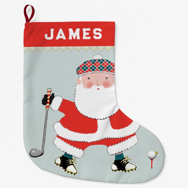 Meia de Natal Grande de Golfe Personalizada (Frente)