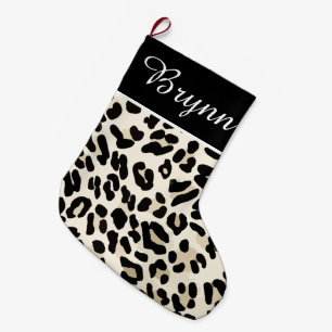 Meia De Natal Grande Decor de Feriado de Impressão do Leopard Personal
