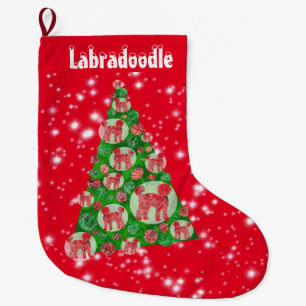 Meia De Natal Grande Decoração das árvores de Natal do Cão Labradoodle