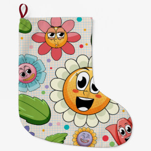 Meia De Natal Grande desenho de fundo contínuo com flores coloridas