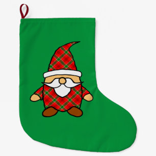 Meia De Natal Grande Desenho de Gnome de Caixa Bonito Natal Vermelho Ve