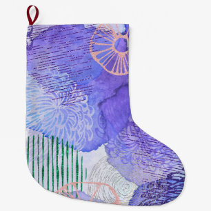 Meia De Natal Grande Design Abstrato Roxo