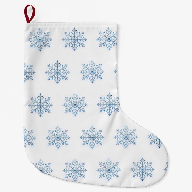 Meia De Natal Grande Design de floco de neve com estoque de natal (Frente)