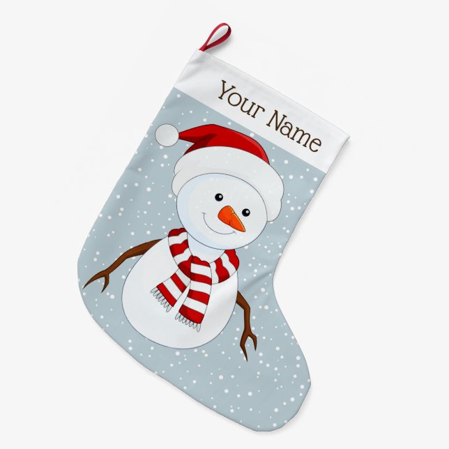 Meia De Natal Grande Design de Natal Bonito Snowman (Frente (Pendurada))