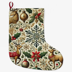 Meia De Natal Grande Design de Reindeer de Natal Elegante