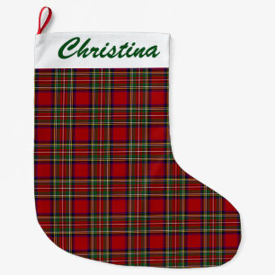 Meia De Natal Grande Design de Xadrez Vermelha grande estoque de Natal