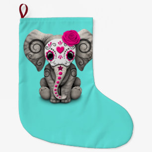 Meia De Natal Grande Dia cor-de-rosa do elefante inoperante