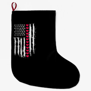 Meia De Natal Grande Dia dos Namorados Corações Vermelhos Bandeira Amer