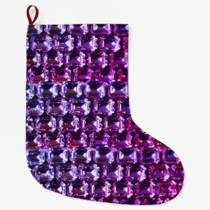 Meia De Natal Grande Diamantes de pedra roxa Elegante